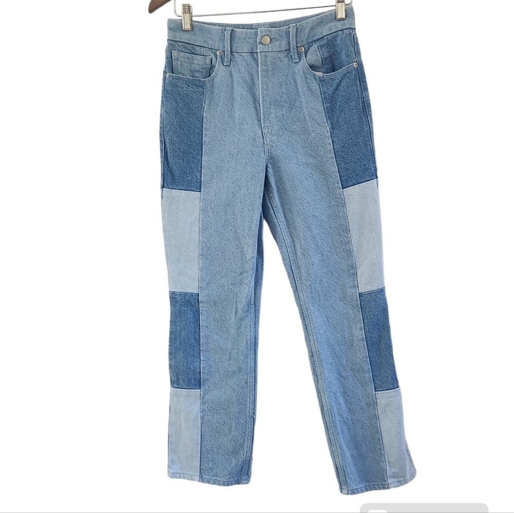 Good American Patchwork Jeans Size 4 27 Womens Light Wash High Waist